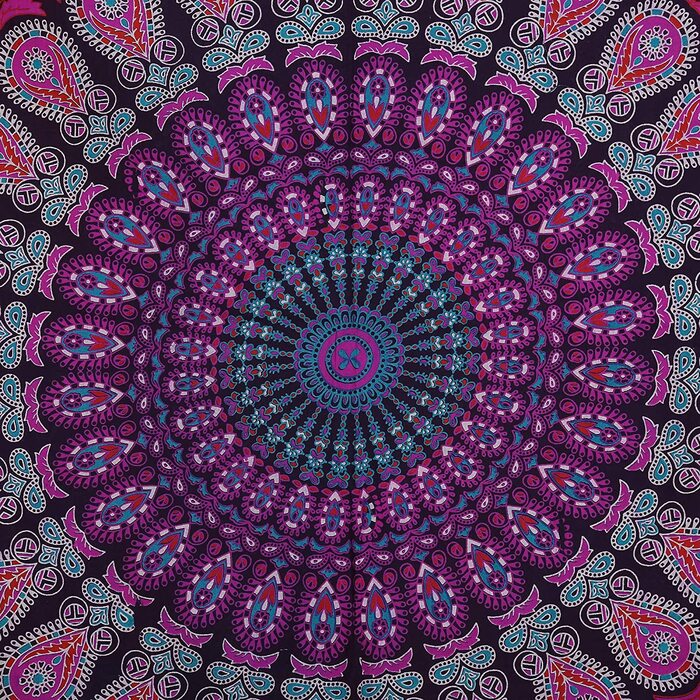 Настінний розпис Мандала психоделічний Павич гобелени Бірюзовий - - декоративна велика Мандала індійський настінний рушник богемний гобелен в стилі бохо Гоа для кімнат, спальні гобелени (пурпурно-рожеві, 213x137 см)