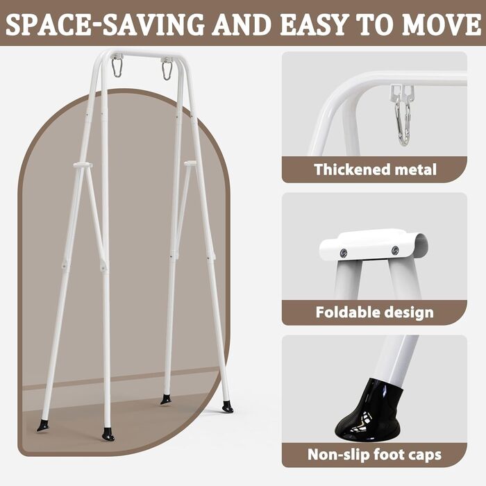 Дитяча гойдалка для саду з м'яким сидінням, чорна. Складана гойдалка з металевим каркасом для дому та вулиці. Легка у збиранні та зберіганні.