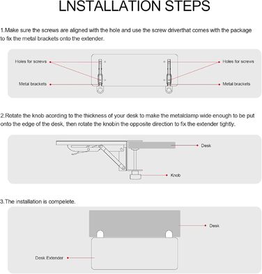 VAYDEER Подовжувач для столу з підставкою під руки та клавіатуру, чорний - Ergonomic Desk Extender