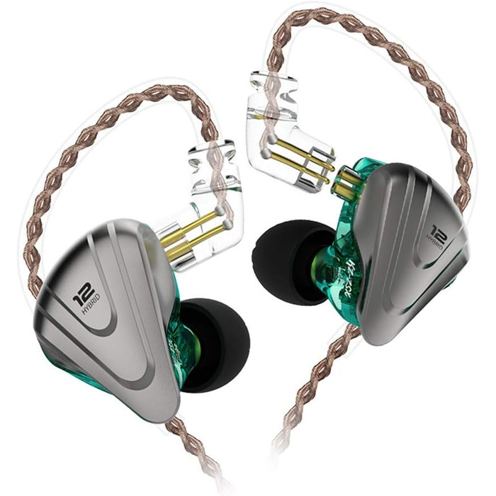 Навушники-вкладиші NEX KZ ZSX 6 Driver Hybrid IEM HiFi, цинковий сплав, 0,75 мм 2 контакти, шумозаглушення