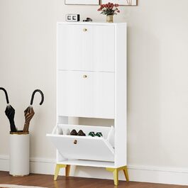 Шафа для взуття DWVO з 3 висувними ящиками, регульована перегородка, для прихожого, вітальні, біла