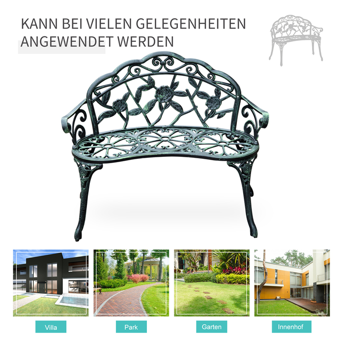 Outsunny Garden Лавка Паркова лавка Лавка Лавка Садові меблі 2-місна металева 100 x 54 x 78 см | Аосом