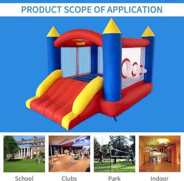 Надувний замок для дітей з повітряним насосом, міцний матеріал, для 3-4 дітей, 315x245x194 см, класична модель