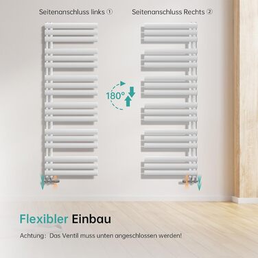 Електричний рушникосушар EMKE Oval, 1120x400 мм, білий, 408 Вт