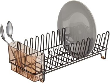 Крапельниця для посуду mDesign-пластиковий піддон для миття-відмінна сушарка - до 15 тарілок столові прилади-31,8 см x 14,0 см x 10,2 см (бронзовий / Бурштиновий)