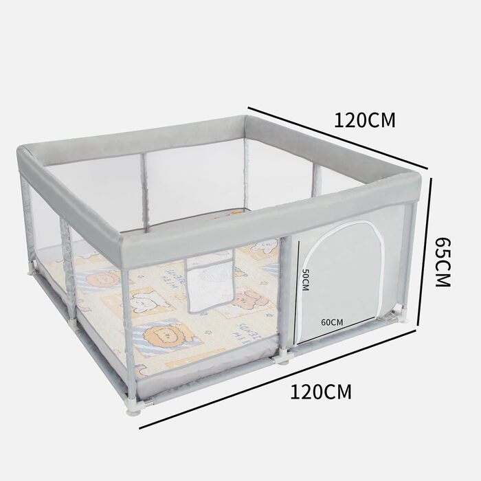 Дитячий манеж Gupamiga з ігровим килимком 120x120x65 см, дихаюча сітка, легке складання та очищення