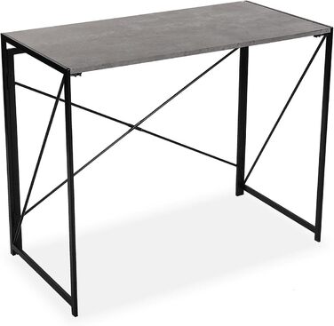 Письмовий стіл Versa Jack для комп'ютера, робочий стіл Компактний офісний стіл, складний, розміри (В x Д x Ш) 74 x 45 x 90 см, Дерево та Метал, Колір Сірий
