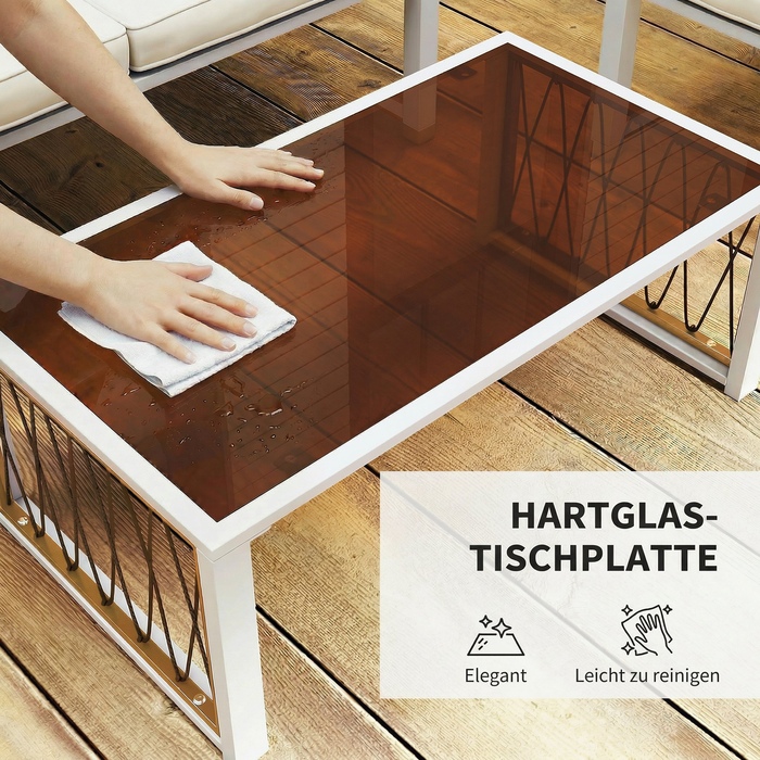 Набір садових меблів 4-в-1 з ротангу: диван на двох, 2 крісла, скляний столик, знімні подушки та килимок з антиковзним покриттям