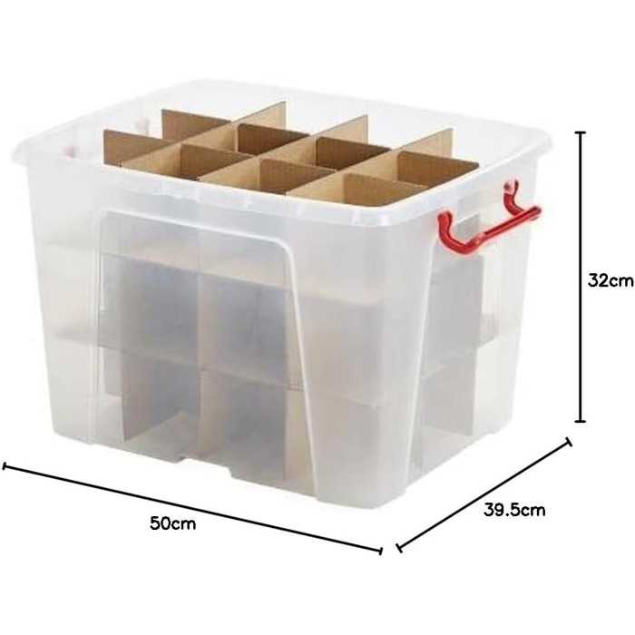 Ящик для зберігання Strata Bauble Box з 36 перегородками, 40 літрів, 50 x 39,5 x 32 см, прозорий