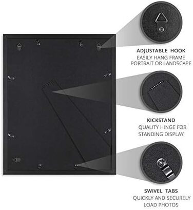 Фоторамка Icona Bay 13x18 см (чорна, упаковка 6 шт.), міцна дерев'яна композитна фоторамка, елегантний дизайн, настільна/настінна, ексклюзивна колекція (макс. 50 символів)