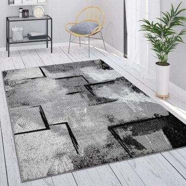 Домашній килим Paco для вітальні, Вінтажний, з коротким ворсом, для спальні, сучасний геометричний дизайн, розмір колір (120x170 см, сірий 7)