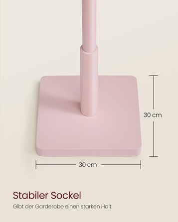 Стійка для одягу VASAGLE, дерев'яна, з 8 гачками, рожева, RCR010B01