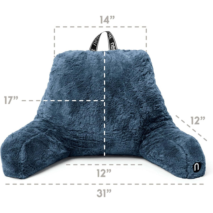 Подушка для читання Nestlé Pelz - стильна спинка для сидіння в ліжку, штучне хутро, подушка-стілець з підлокітниками для дорослих та дітей, спинка для відпочинку в ліжку, салатовий колір