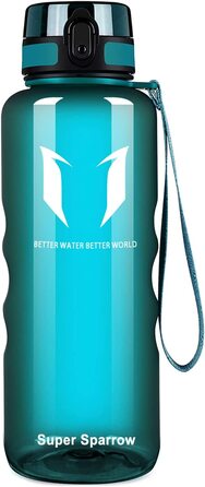 Пляшка для пиття Super Sparrow-пляшка для води об'ємом 1,5 л, герметична-спортивна пляшка без бісфенолу А / Школа, спорт, вода, велосипед (1-прозоре морське скло)