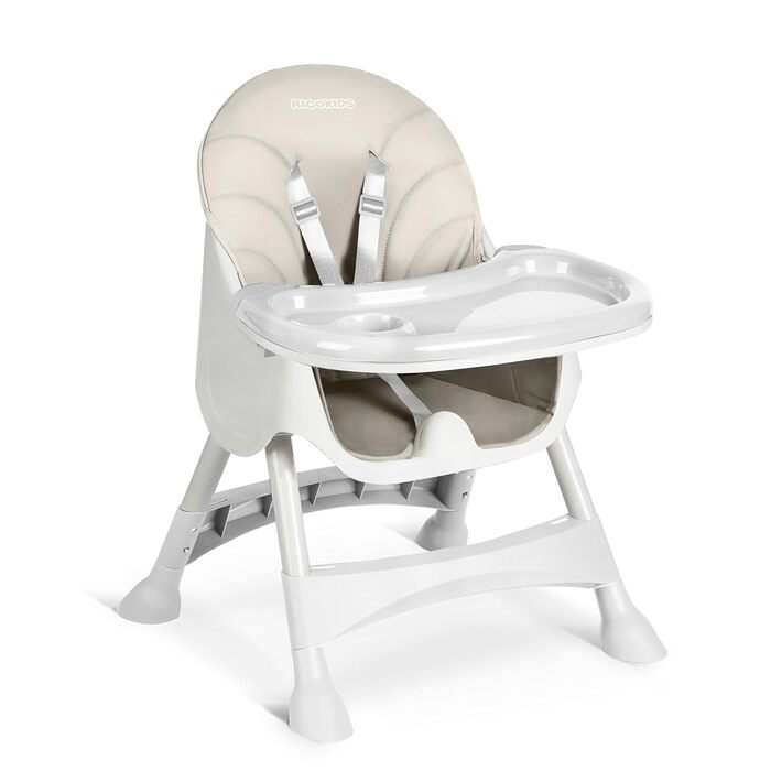 Дитячий стільчик для годування Ricokids 3в1 Beige - регульована висота, з підносом, корзина, для дітей від 6 місяців