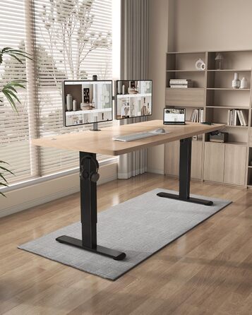 Регульований стіл Flamaker: електричний, з пам'яттю, для офісу та дому, 140 x 70 см, коричневий (бежево-чорний)