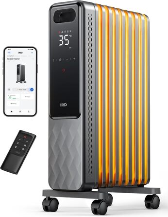 Електричний масляний радіатор Dreo OH310, 2000W, з пультом керування, 9 ребер, термостат, таймер, захист від перегріву та перекидання