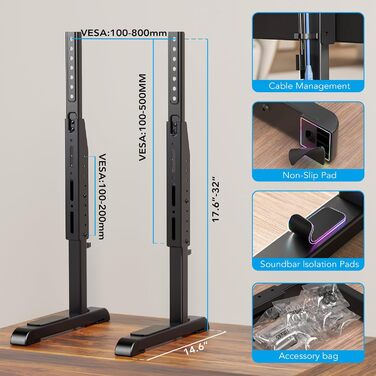 Підставка для телевізора Universal HT10B-002: регульована, VESA 800x500, до 80 дюймів, 50 кг