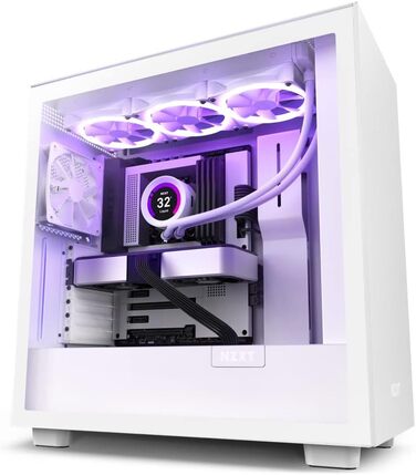 Корпус для ігрового ПК NZXT H7 ATX Mid-Tower, білий, скляна бічна панель, USB-C, готовий до водяного охолодження