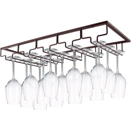 Підставка для келихів з дроту під шафу MOCOUM, 5 рядів, коричнева