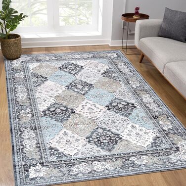 Килим LuxFocus Boho, стійкий до плям, не ковзає, можна прати, 160x230 см, синій, для внутрішнього та зовнішнього використання