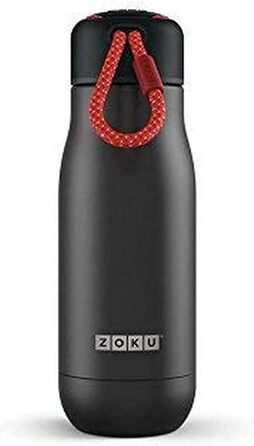 Пляшка для води Zoku 350 мл, нержавіюча сталь, 6,7 x 6,7 x 21 см (чорна)