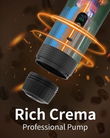 Портативна електрична кавомашина Everange для еспресо, приготування кави з меленої кави та капсул NS, зелена з LCD-дисплеєм