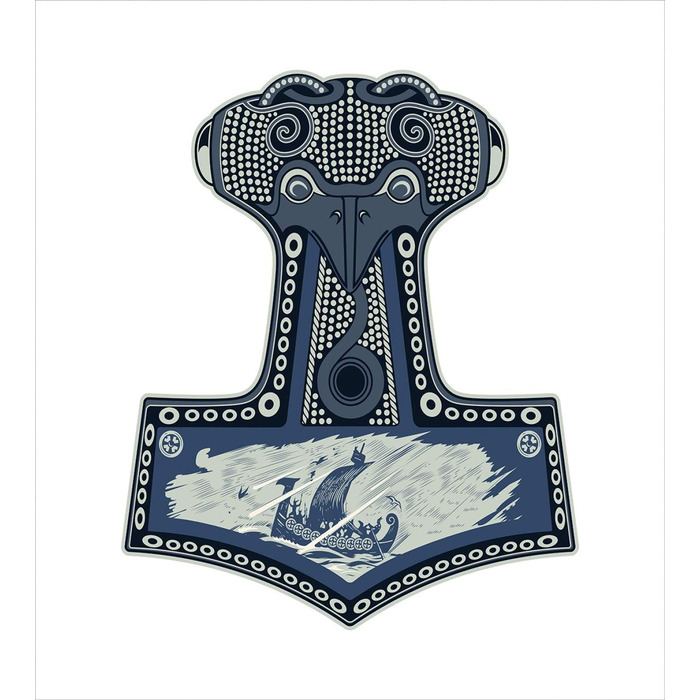 Комплект підковдр ABAKUHAUS Viking Односпальне ліжко, скандинавські фольклорні мотиви, м'яка форма Високоякісна підковдра 170х220 см з 2 предметів з 1 наволочкою, синій сірий синій сірий темно-синій