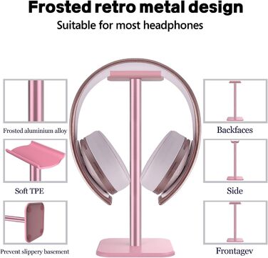 Алюмінієва підставка для навушників GEEKRIA для накладних, ігрова гарнітура, сумісна з Bose QC35, Studio3 (рожева)