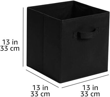 Складаний тканинний кубик для зберігання / органайзер Domopolis Basics з ручками, 33 см х 33 см х 33 см, чорний, 6 шт.