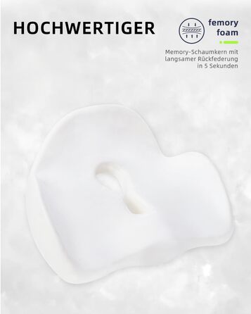 Ортопедична подушка для сидіння, подушка для офісного крісла: ергономічна, з піною з пам'яті, для полегшення болю в куприку та ішіасі, великий розмір