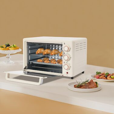 Міні-піч 22L з грилем та решіткою, 1000W, таймер 60хв, піч для піци, 120-250°C, електрична піч для сім'ї, вечірок, грилів, сніжків та десертів