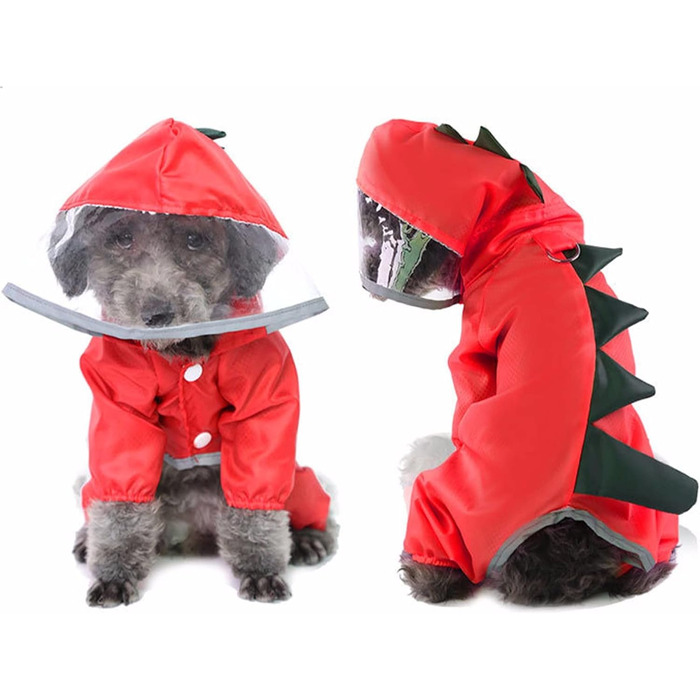 Макінтош для собак, водонепроникна куртка з капюшоном та черевики, пончо для котів (червоне, XL)