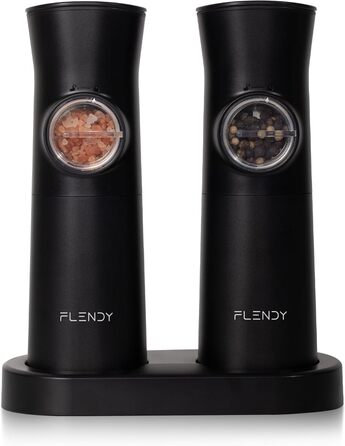 Електричні мельниці для солі та перцю Flendy, набір 2 шт. з USB-C зарядкою, для сухих спецій, чорного кольору
