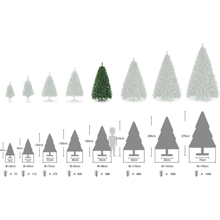 Ялинка САЛКАР штучна з 868 вершинами, ялинка штучна швидкого будівництва з урахуванням рослинності. Підставка для різдвяної ялинки, Різдвяна прикраса-2,1 м (зелений, 180 см)