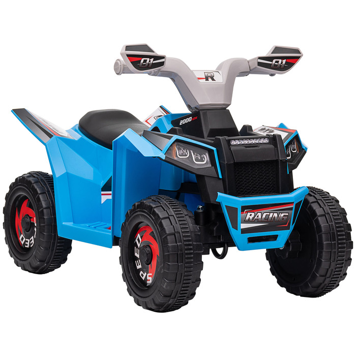 HOMCOM Electric Kids Quad, Міні електричний квадроцикл з функцією руху вперед, Функція заднього ходу, Електромобіль 6 В для дітей 1,5-3 роки, 2,5 км/год, Синій