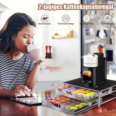 Тримач для капсул кави MASTERTOP для Dolce Gusto, 2 яруси, 72 капсули, органайзер, з мікрофіброю для чищення