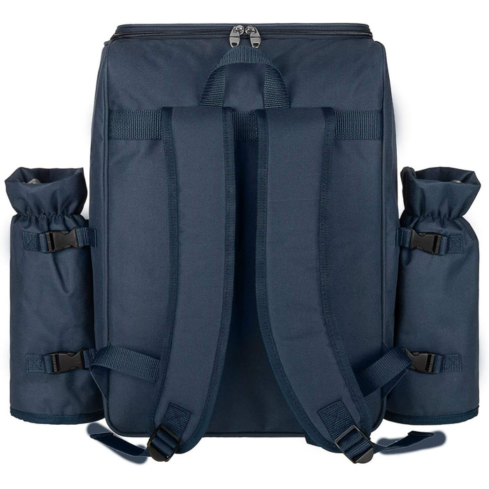 Рюкзак для пікніка Andora на 4 особи з інтегрованою сумкою-холодильником, зелений, з аксесуарами (темно-синій, білий)