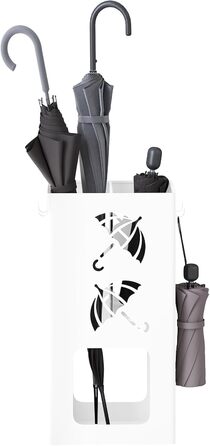 Підставка для парасоль під WOLTU, 2 слоти, з 4 гачками, металева, біла, 25x49x15 см
