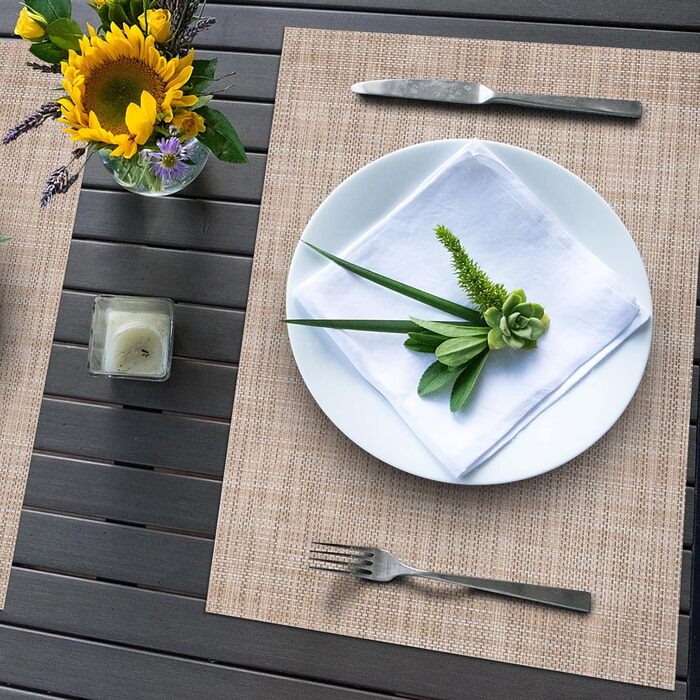 Набір підставок під тарілки Winknowl, 8 шт., плетіння, вініл, ізоляція, для обіднього столу, миються, зносостійкі, ПВХ, карамель