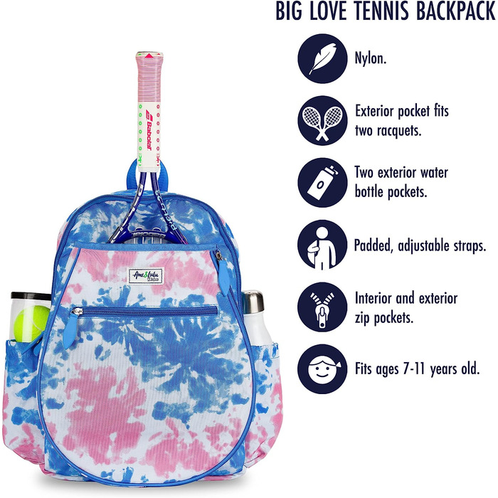 Дитячий тенісний рюкзак Ame & Lulu Big Love (синій / рожевий з малюнком в стилі батик)