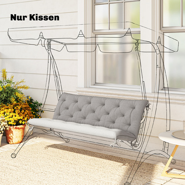 Набір подушок для лавки на 3 особи, 150x98x8 см, з зав'язками, подушки для садово-патіо меблів, гойдалки Голлівуд, світло-сірий