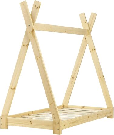 Ліжко дитяче Onejda від en.casa, Tipi-дизайн, 80x160 см, сосна, білий колір