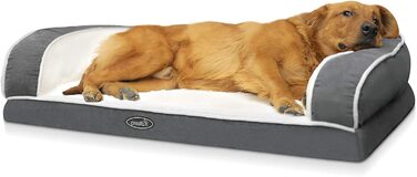 Ліжко для собак Pecute для великих собак Ортопедичне, Подушка для собак миється знімна, ергономічна кошик для собак, Диван для собак з ефектом пам'яті, нековзний килимок для собак, ліжко для собак розміром 1066X20 см, Диван для собак Сірий XL Сірий