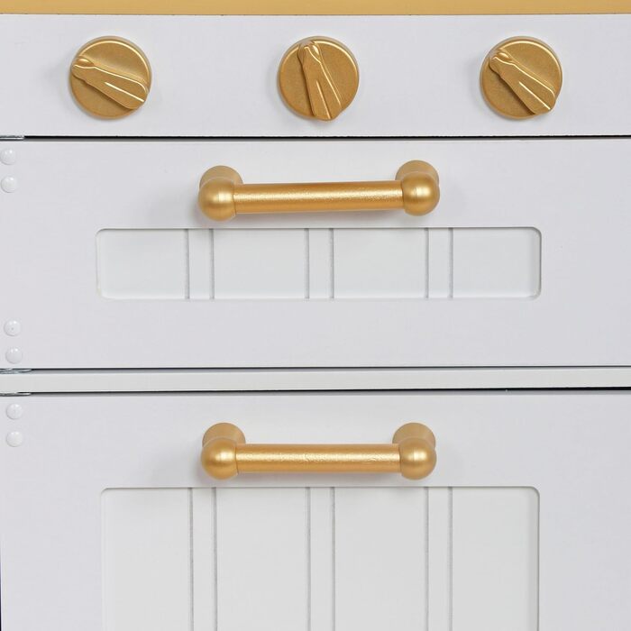 Дерев'яна дитяча кухня Mamabrum з LED-підсвічуванням - іграшковий кухонний набір з висотою, що регулюється, з приготуванням кубиків льоду, мікрохвильовою піччю, плитою та посудомийною машиною - іграшка для дітей від 3 років (Білий)