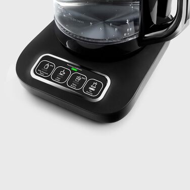 Чайоварка-робот Karaca Çaysever Pro 4-в-1: чайник, фільтр-кавоварка, 2500W, чорний/хром, з індикатором свіжості та голосовими підказками, об'єм 0,8 л (чайник) та 1,5 л (резервуар для води)