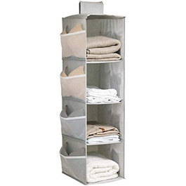 Шафа для зберігання підвісних шаф 3-рівневий миючий шафа для підвісних суконь складаний шафа з кишенями для аксесуарів з Оксфордської тканини (світло-сірий 4-рівневий комплект по 1)