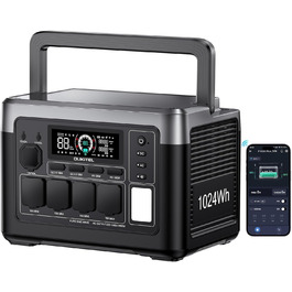 Портативна електростанція OUKITEL P1000E Plus 1024Wh LiFePO4 з сонячною панеллю, 4 виходи AC (3600W пік), 100W USB-C, UPS, для кемпінгу, RV, надзвичайних ситуацій
