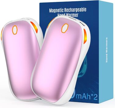 Електричний грієчка для рук 5000mAh 2 шт. - багаторазовий кишеньковий грієчка для активного відпочинку, зимовий подарунок для дітей, жінок та чоловіків, рожевий