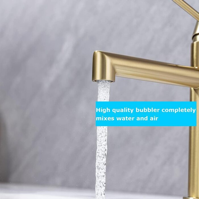 Змішувач для ванної кімнати ONECE з висотою виливу 105 мм, однорегуляторний, з нержавіючої сталі, з висувним аератором (золотий)